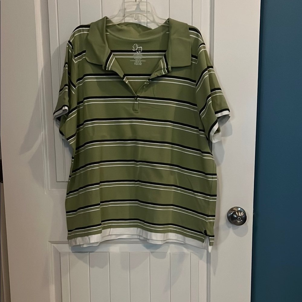 Fashion Bug Green Striped Tunic Top